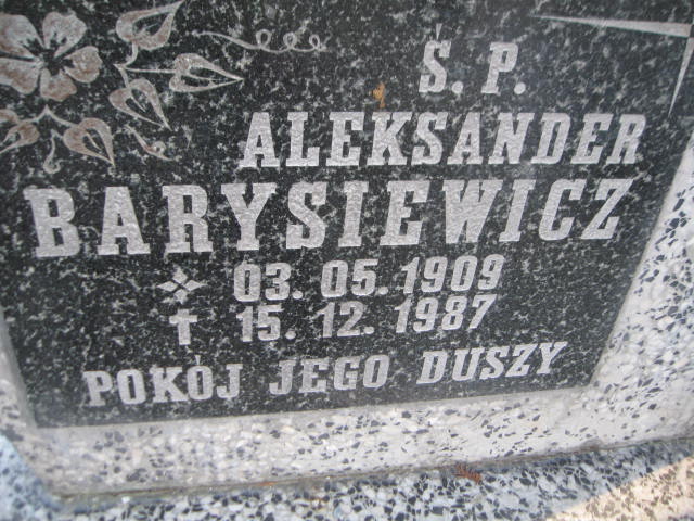 Aleksander BARYSIEWICZ 1909 Bolesławiec zakład gosp kom - Grobonet - Wyszukiwarka osób pochowanych